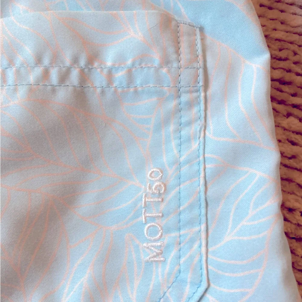 Mott50 Boys UPF 50+ Tropical Leaf Swim Trunks‎ Aqua White Size 6/7